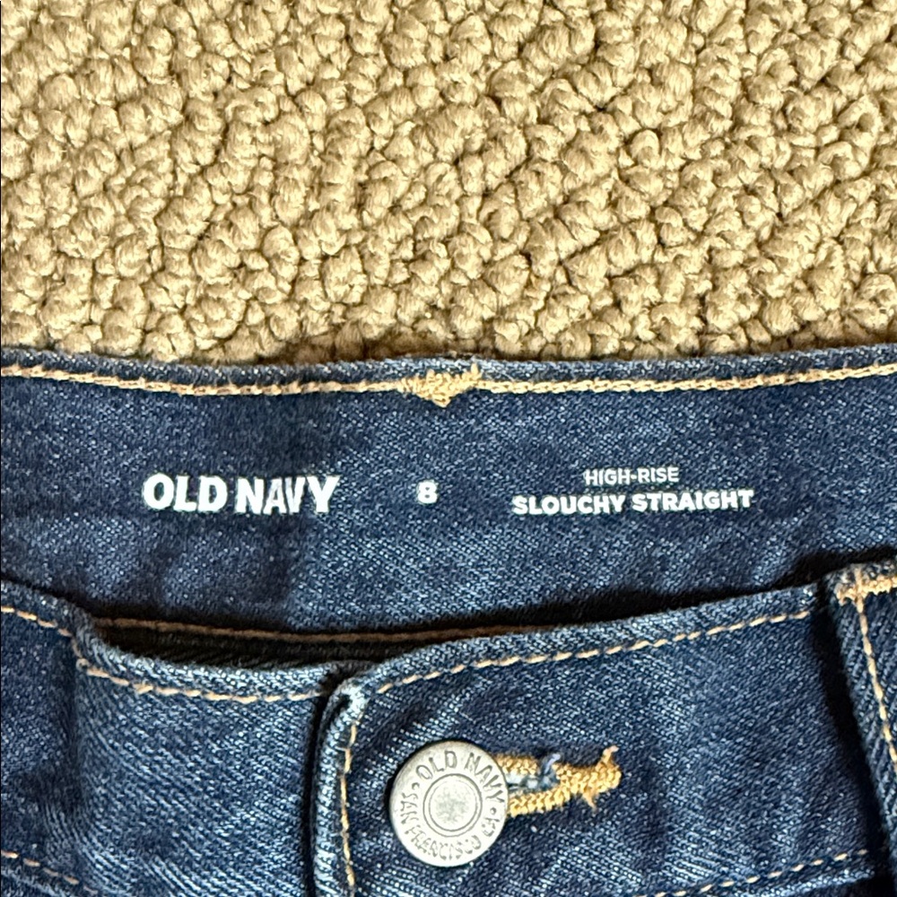 Old Navy Women's Dark Blue Jean High rise slouchy straight Shorts - Picture 2 of 7